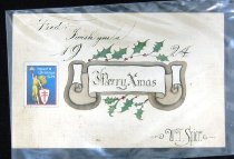 "Merry Xmas" Postcard with Health Christmas 1924 Seal